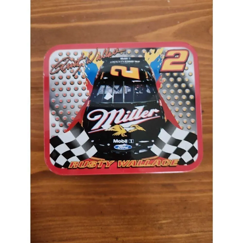 Miller car racing Rusty Wallace small metal tin canister storage container #2